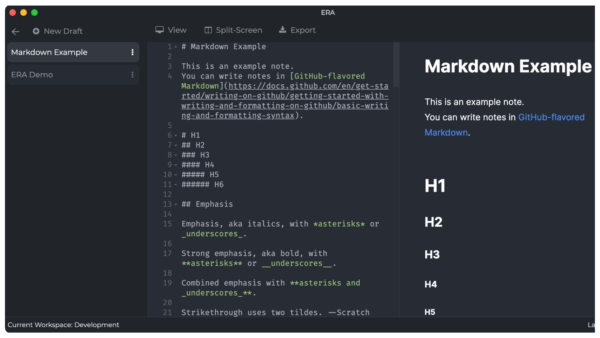 ERA Markdown Note-Taking Tool