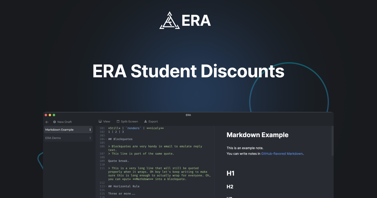 ERA Offers Student Discounts
